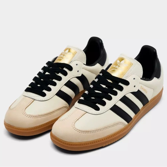 adidas Shoes - Adidas Samba Cream and Black Sneakers - Women Size 7